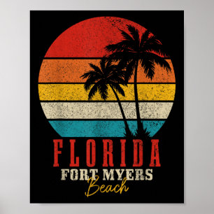 Affiche Fort Myers Beach Floride Vintage Usa Amérique Souv