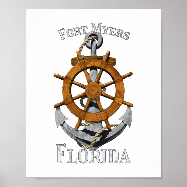 Affiche Fort Myers Floride Vacances Ancre de navigation He (Devant)