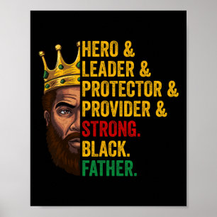 Affiche Fort Père Noir Chef Héros Afro Fathe Africain