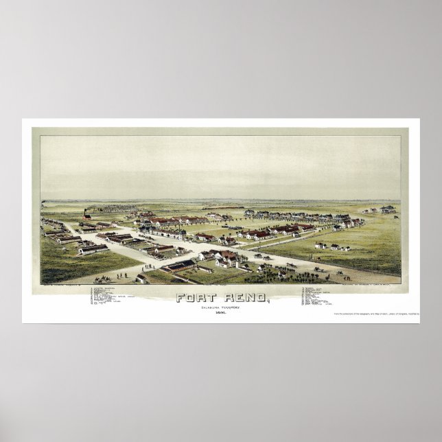 Affiche Fort Reno, OK Carte panoramique - 1891 (Devant)