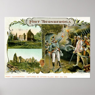 Affiche Fort Ticondéroga, Ethan Allen NY 1907 Vintage