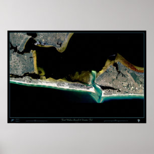 Affiche Fort Walton Beach et Destin, courrier de satellite