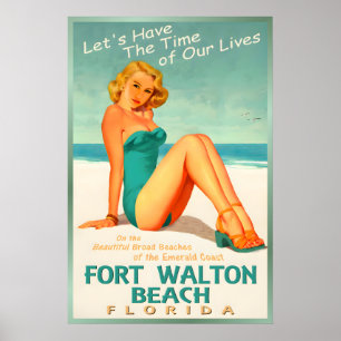Affiche Fort Walton Beach Floride Côte d'Émeraude Épinglé 