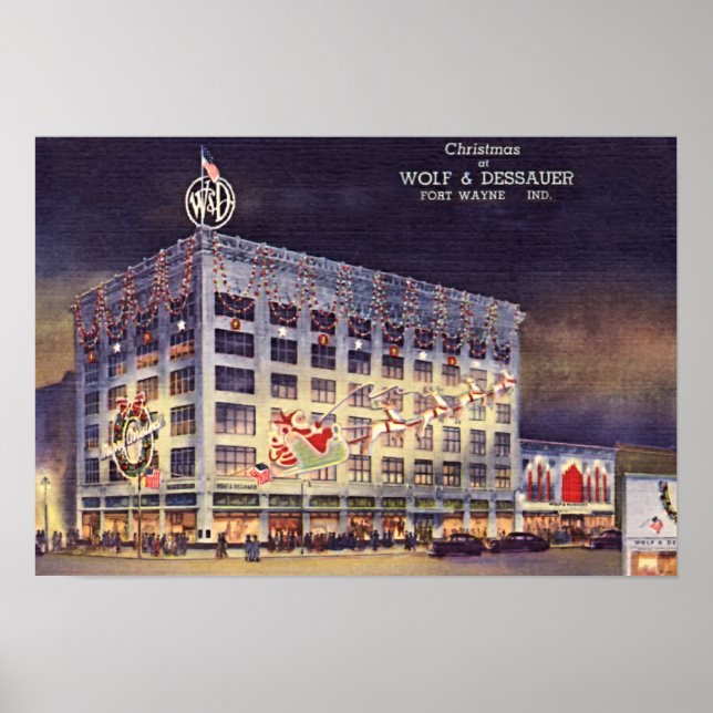 Affiche Fort Wayne Indiana Grand magasin à Noël (Devant)