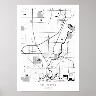Affiche Fort Wayne Indiana Modern Minimal Carte simple