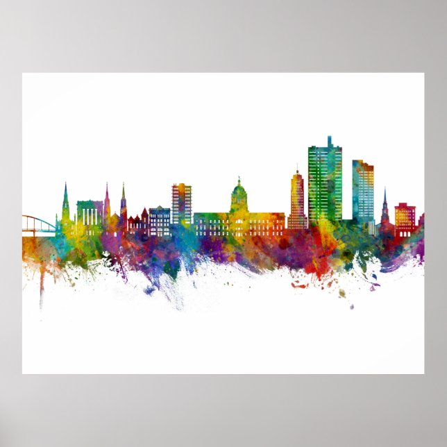 Affiche Fort Wayne Indiana Skyline (Devant)