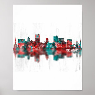 Affiche Fort Wayne Indiana Skyline