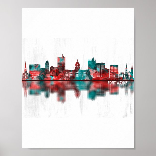 Affiche Fort Wayne Indiana Skyline (Devant)