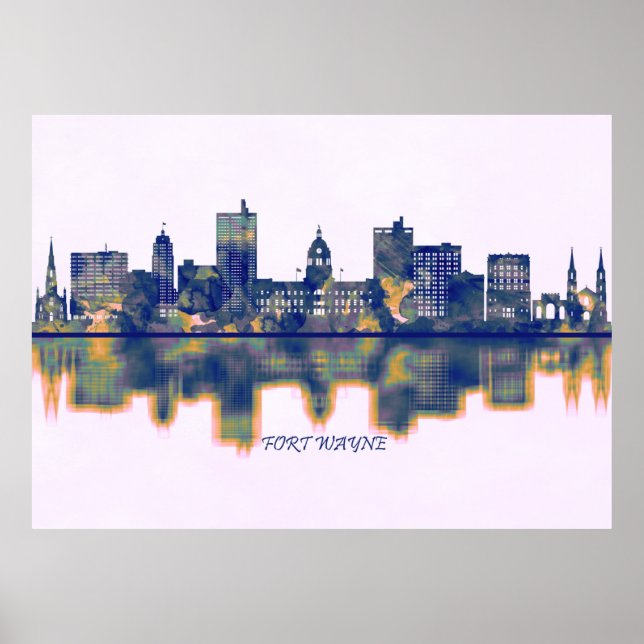 Affiche Fort Wayne Skyline (Devant)