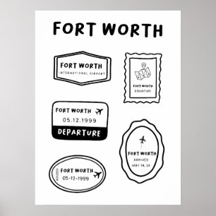 Affiche Fort Worth - Collection de timbres de voyage Min