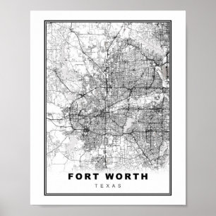 Affiche Fort Worth Map