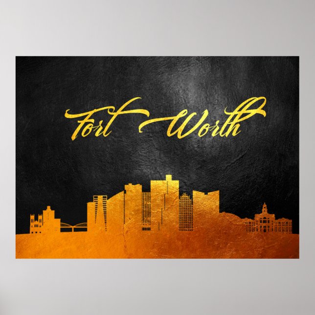 Affiche Fort Worth Texas Gold Skyline (Devant)