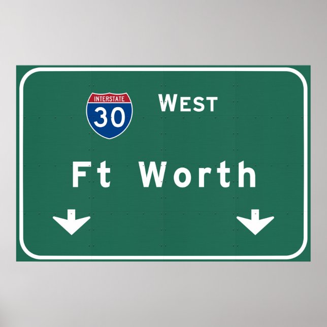 Affiche Fort Worth Texas tx Interstate Highway Freeway : (Devant)