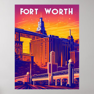 Affiche Fort Worth, Ville aux Couleurs Vives, Voyage