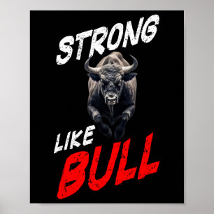 Affiche Forte Comme Taureau Powerlifter Bodybuilding Gym