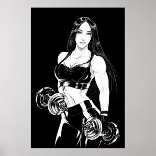 Affiche Forte et belle salle de gym fitness fitness fille 