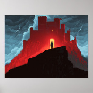 Affiche Forteresse Rouge de Dark Fantasy Silhouette Aventu
