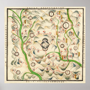Affiche Forteresses en Xin XI Ying, carte de Yunnan
