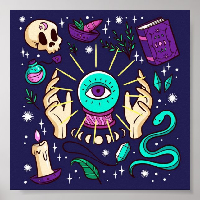 Affiche Fortune Teller Mystic Gypsy Crystal Ball Purple (Devant)