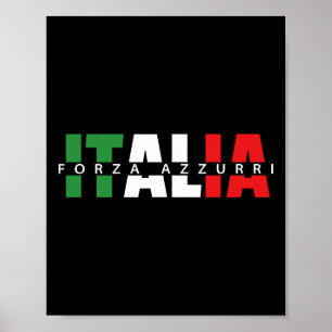 Affiche Forza Azzurri Italia Calcio Soccer Amichevole Part