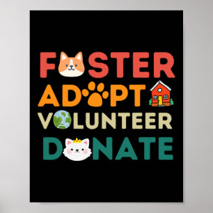 Affiche Foster Adopter Bénévole Faire Don Animal Rescue Sh