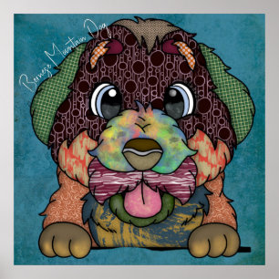 Affiche Fou Bernese Mountain Dog peint à la main