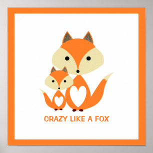 Affiche Fou comme un Fox, Orange Fox Burlap