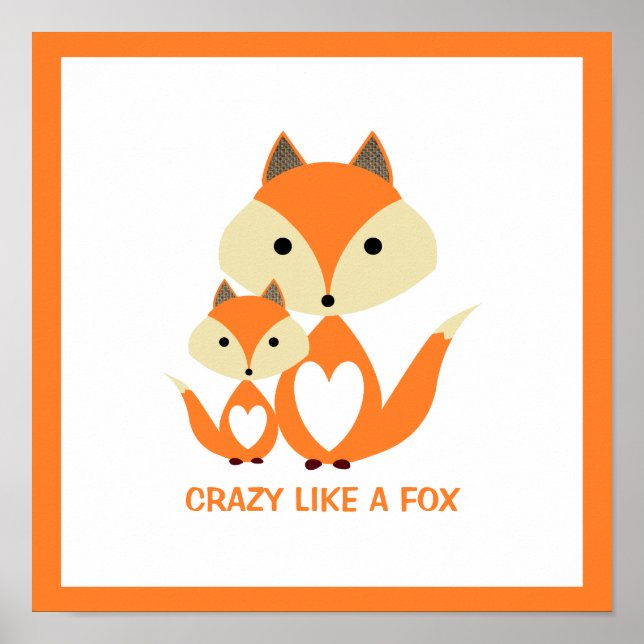 Affiche Fou comme un Fox, Orange Fox Burlap (Devant)