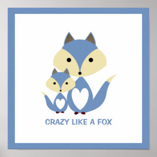 Affiche Fou comme un renard, Blue Fox Burlap