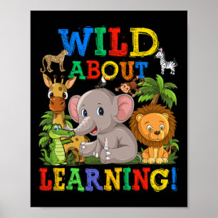 Affiche Fou de l'apprentissage des animaux de safari Jungl