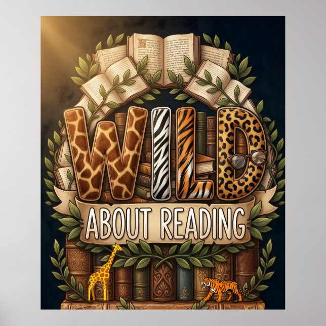 Affiche "Fou de lecture", Classe en safari dans la (Devant)