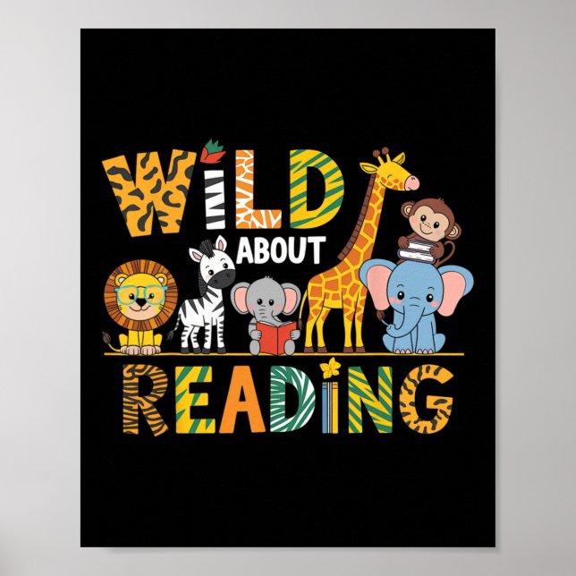Affiche Fou de lecture enfant aime les livres sur les anim (Devant)