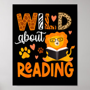 Affiche Fou de lecture livre animal livre pour enfants