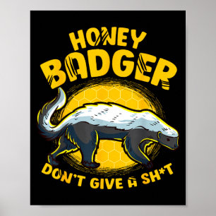 Affiche Fou Honey Badger S'en Fout Novelty Miel