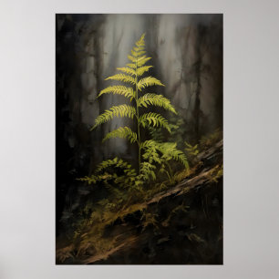 Affiche Fougère dans la forêt Dark Academia, Botanique, Fo