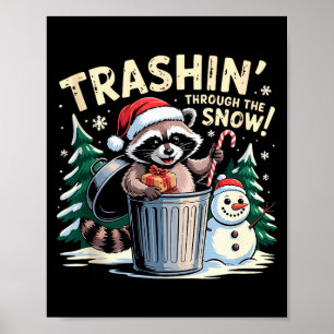Affiche Fouillant Dans La Neige Noël Raton Laveur Drôle H