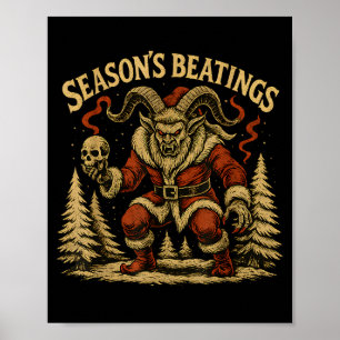 Affiche Fouilles de saison Krampus Père Noël Gothique Fête