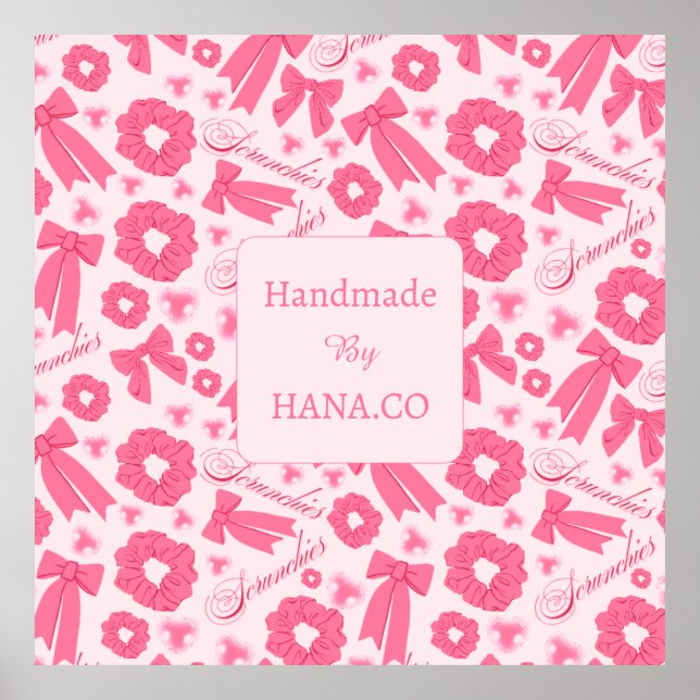 Affiche Foulard rose pour fille - Motif de chouchous, Acce (Devant)