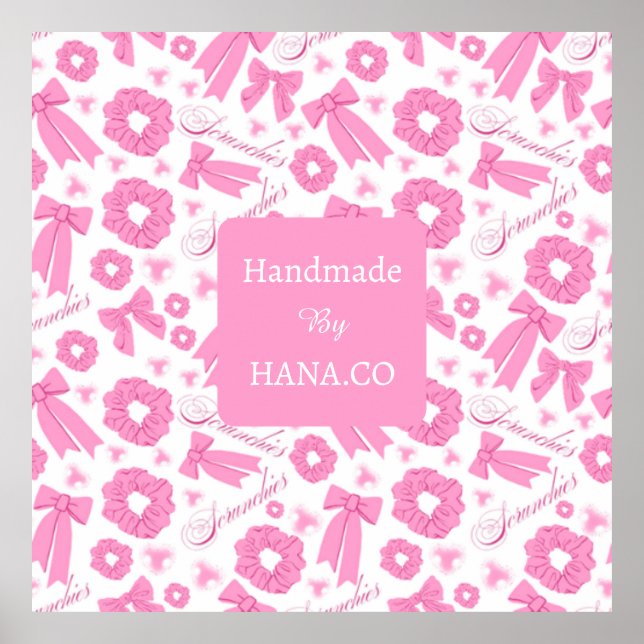 Affiche Foulard rose pour fille - Motif de chouchous pour  (Devant)
