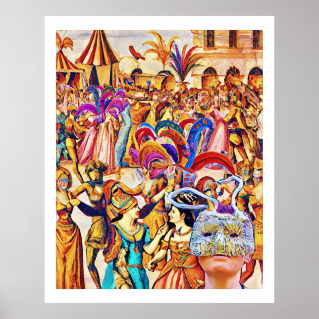 Affiche Foule célébrant le carnaval (Devant)