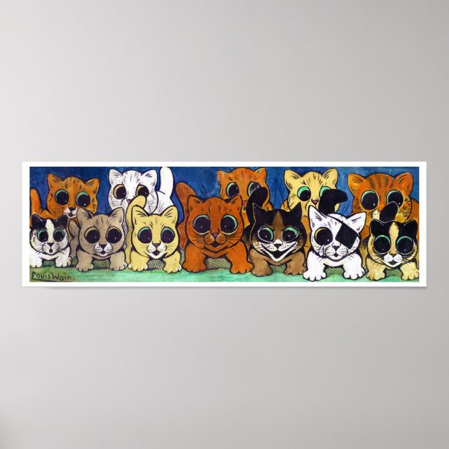 Affiche Foule de Chats, Louis Wain (Devant)