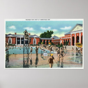 Affiche Foules à la piscine de spa de Saratoga