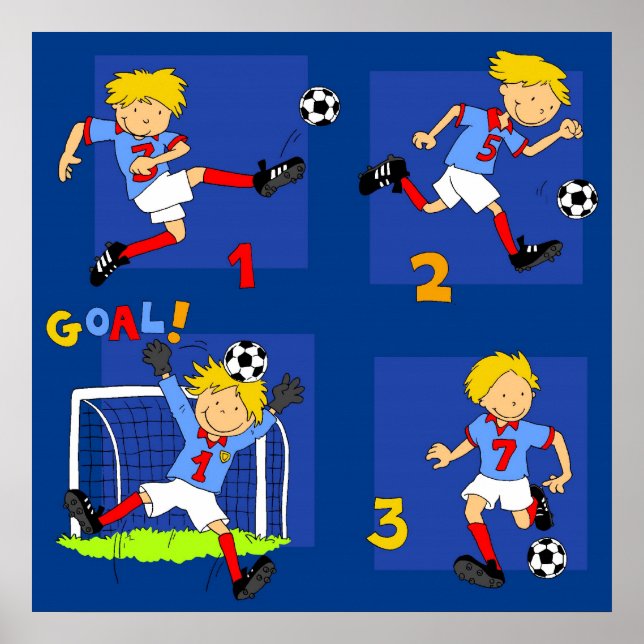 Affiche Four boys playing Soccer (Devant)