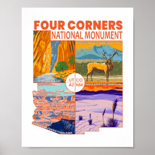 Affiche Four Corners National Monument w/ National Parks 2