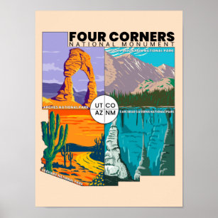 Affiche Four Corners National Monument with National Parks