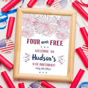 Affiche Four Ever Free ! Fête du 4 juillet Anniversaire 4