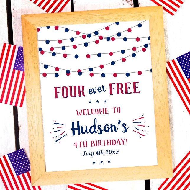 Affiche Four Ever Free ! Fête du 4 juillet Anniversaire de (Créateur téléchargé)
