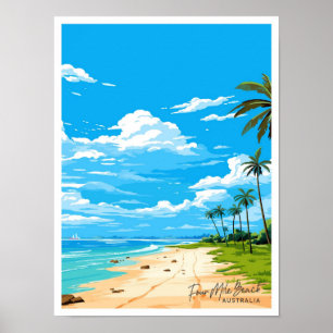 Affiche Four Mile Beach Australie Illustration de voyage