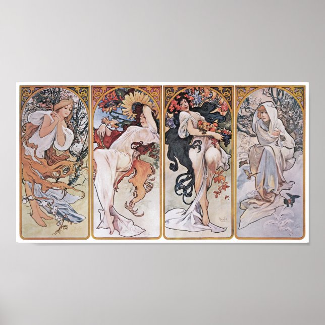 Affiche Four Seasons, Mucha (Devant)