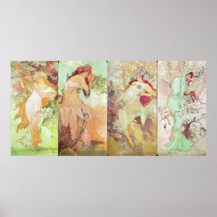 Affiche Four Seasons par Alfons Mucha, 1896